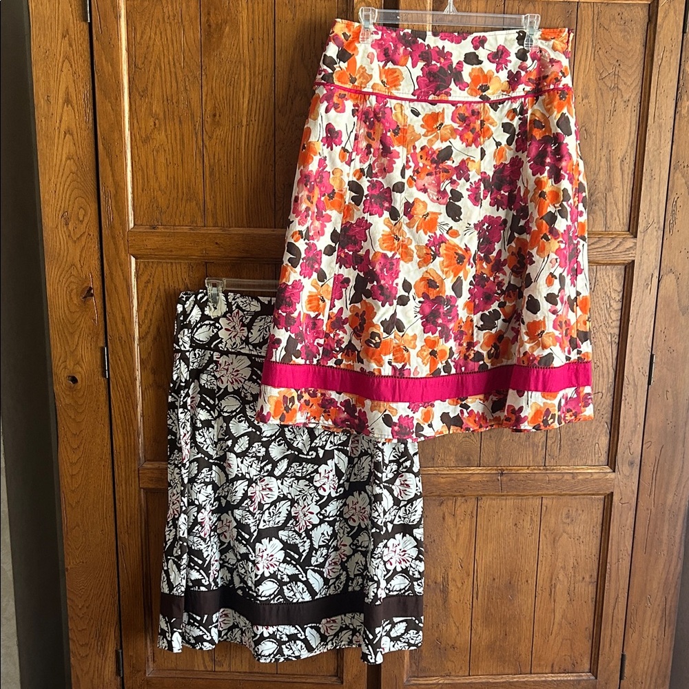 Lot of 2 Vibrant Floral A-Line Skirts Both Size 10